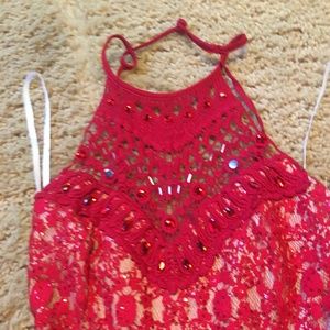 Red cocktail sequin dress